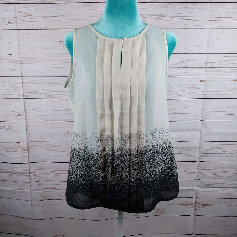 Banana Republic Top Women's Size S Black Fade To Beige Sleeveless Blouse Pleated
